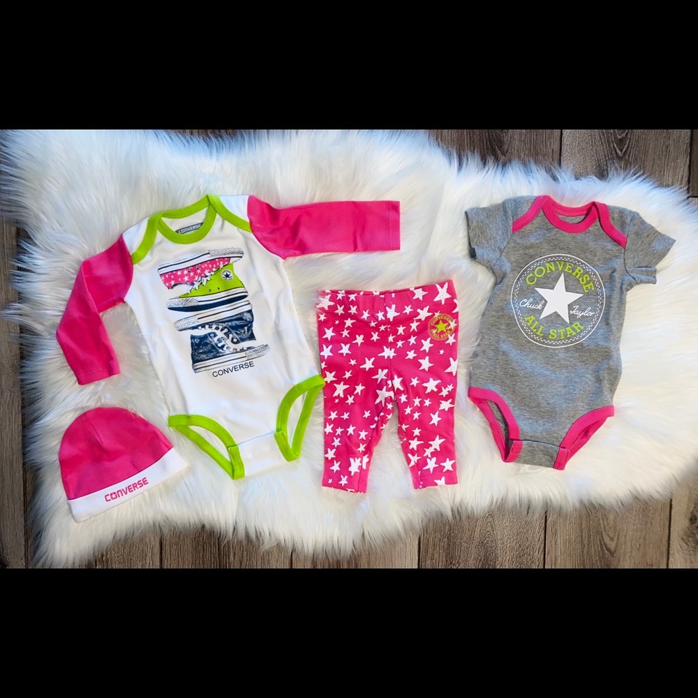 New 4Pc Baby girl Converse set
